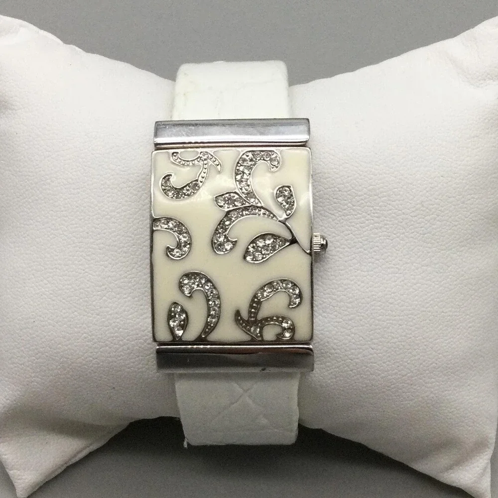 Victoria Wieck Hidden Dial Womens Watch 23mm MOP Dial Open Cuff New Battery